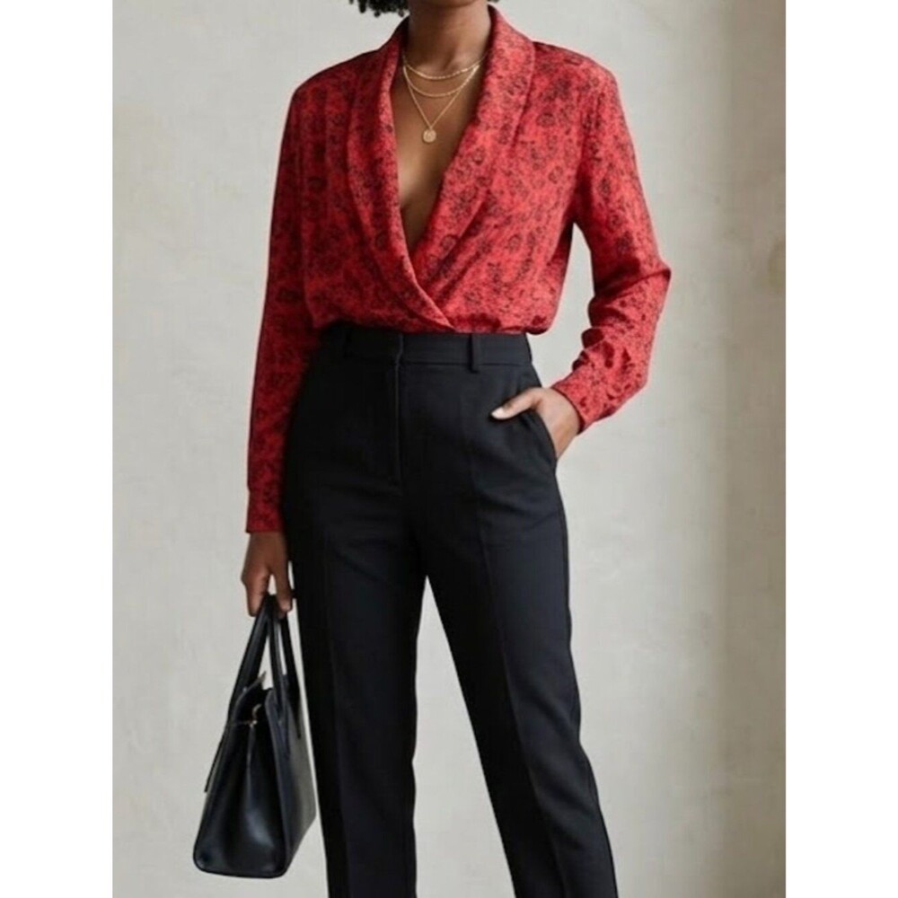 Vintage Impressions of California Floral Shawl Neck Blouse Size 12